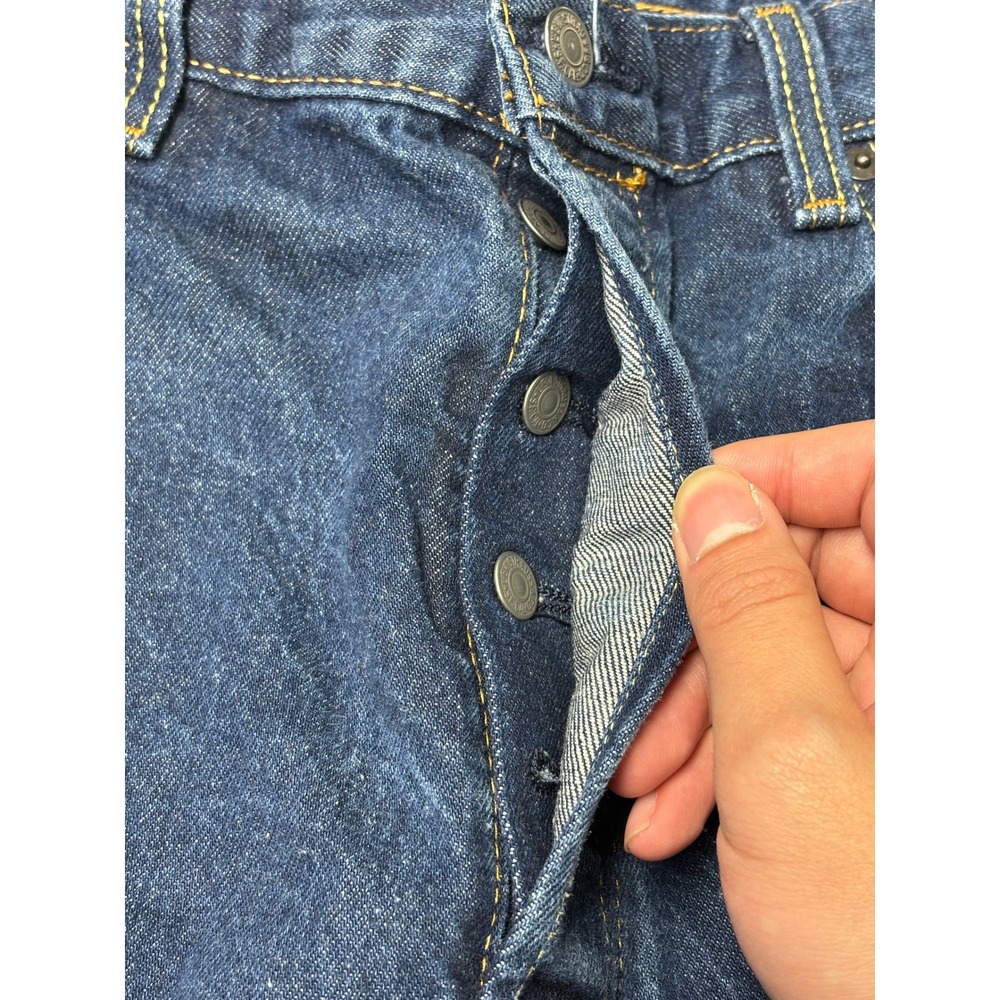 Levis 501 Original Fit Mens Dark Wash Straight‎ Leg Button Fly Jeans 38x32 - Picture 3 of 15